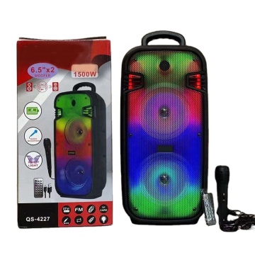 QS-4227 Deluxe Double 6.5 นิ้ว Flame Flame LED Light Light Heavy Bass DJ Party Party พร้อมบลูทู ธ