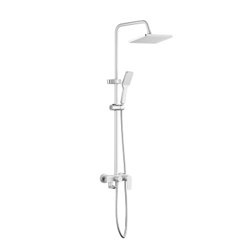 Exposed Pipe White Shower Set for Bathroom
