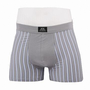 Striped printed men's underpants, pure dyed fry front with contour pouch