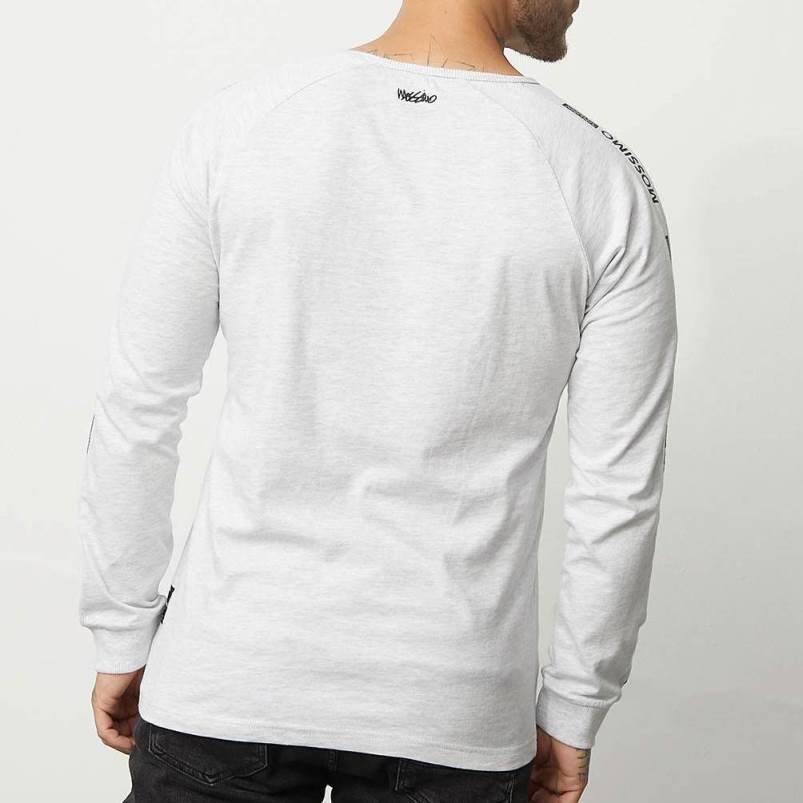 Casual Grey Melange Long Sleeve T-Shirts