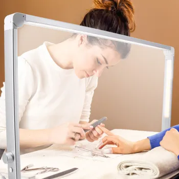 Silver Color Upgraded Nail Technician Desk Light - Folding Table Lamp for Lash and Nail Techs