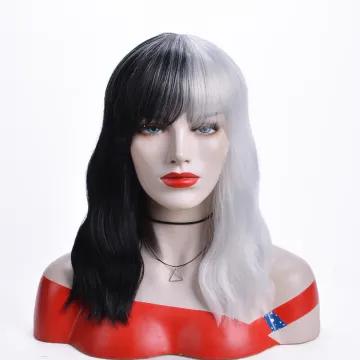 Aishili crulla black and white ombre wigs heat resistant hair synthetic hair wigs for women