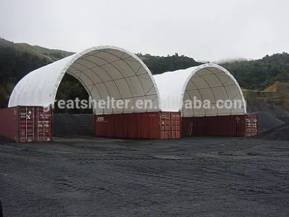 clear span faric arch building for covering sand, salt, coal