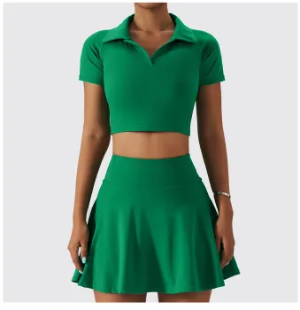 2024 New Plus Size Tennis Suit: Women's Outdoor Running Sports Fitness Set with Yoga Casual T-Shirt and Tennis Skirt