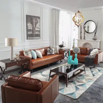 European Italian Style Leather Sofa Set for Living Room Furniture