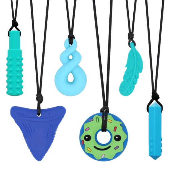 Decompression Baby Teether and Stress Relief Chews: A Variety of Silicone Chew Necklaces for Boys and Girls with ADHD