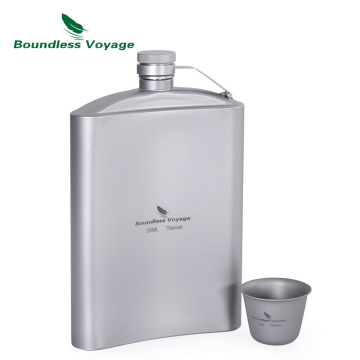 Boundless Voyage Titanium Flask Set - 250ml Flask, Cup, and Funnel for Outdoor Camping