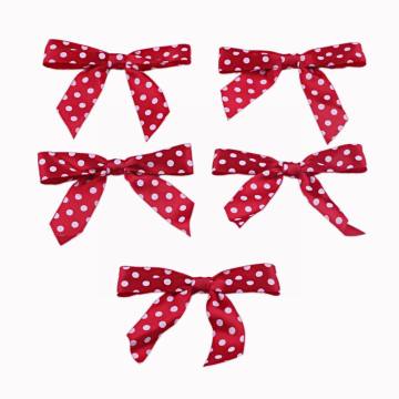 White Dots Printing Satin Ribbon Bow