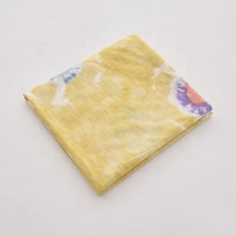 วัสดุผ้าฝ้าย 100% ดอกไม้พิมพ์ผ้าถักเสื้อเจอร์ซีย์เดียว