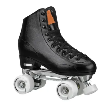 High Top Leather Roller Skates for Kids with LED Lighted Soles and PU Wheels