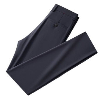 Spring Summer Men's Casual Business Suit Pants: Thin Stretch Ice Silk Loose Straight Leg Trousers
