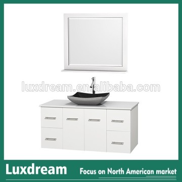 White high gloss bathroom vanity combo with stone wash basin