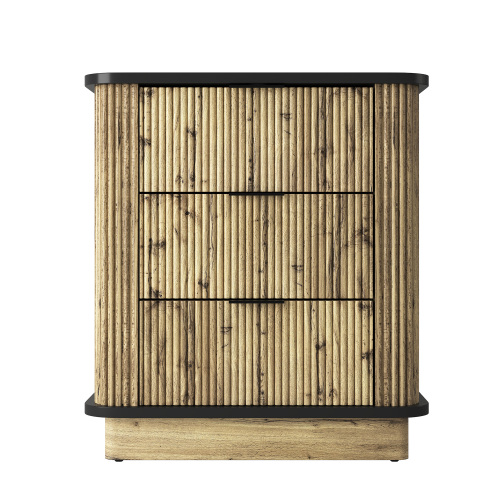 3 Drawer Nightstand with Wood Finish Minimalist Style