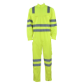 Pakaian Kerja Fluorescent Green Coverall Dengan Pita Reflektif