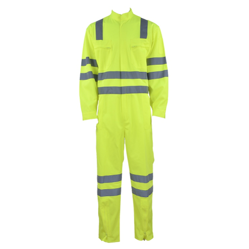 Quần áo bảo hộ lao động màu xanh lá cây huỳnh quang có băng phản quang