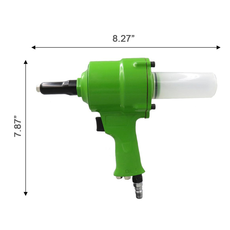 Pneumatic Pistol Type Green Pop Rivet Gun 1/4 Inch Operated Alloy Air Riveter Tools Staple Gun Premium Automatic Rivet Tool Set