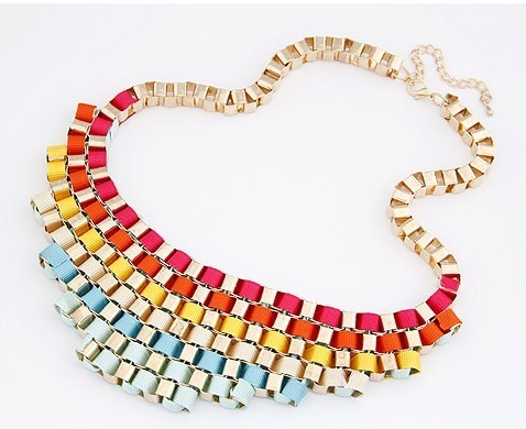 Dây chuyền vàng mạ Retro chuỗi xoắn dệt Collar Necklace