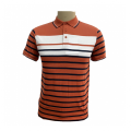 Men`s knit yarn dyed feeder stripe polo shirt