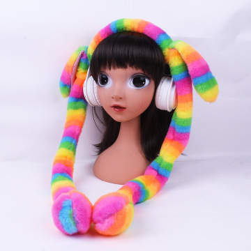 Rabbit ears Bluetooth Winter Plush Headphones With Led light