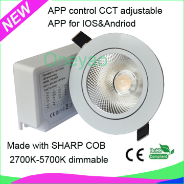 2015 new 2000k to 3000k color temperature adjustable cob led ceiling light