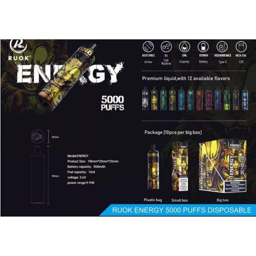 Ruok Energy 5000 Puffs descartáveis ​​pod