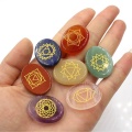 7 Chakra loose gemstones crystal stone natural aura treatment gem carving round oval symbol rolling polishing meditation crafts