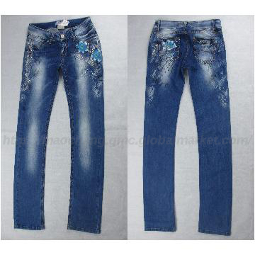 women\'s embroidery and print skinny jeans