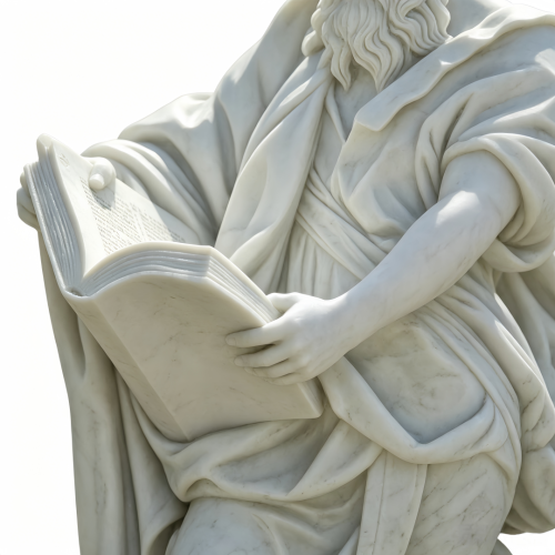Monumental Greek Scholar Marble Sculpture with Fabric Detail