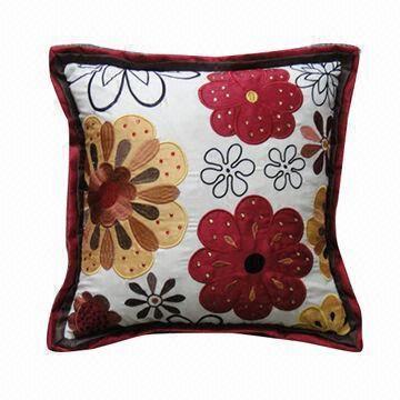 Embroidery Cushion with Polyester Filling, Measures 43 x 43cm