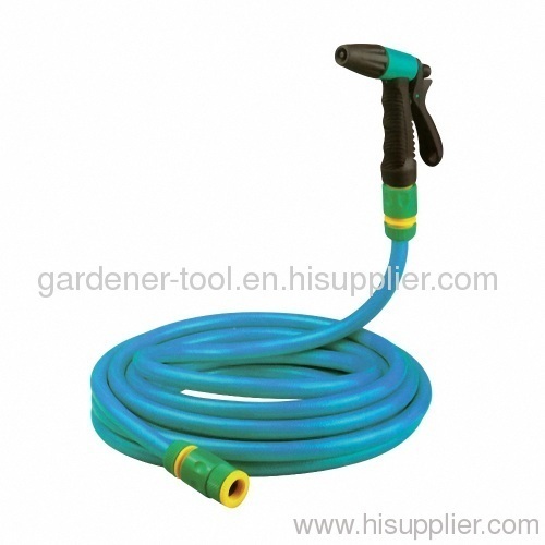 Pvc 3-lay Reinforced Garden Water Hose With 2-function Hose Nozzle Set 