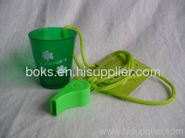 Plastic Patrick Whistle &amp;glass 