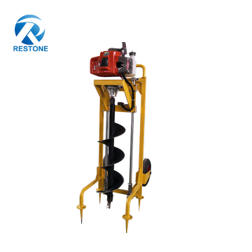 Gasoline Powered Hand Push 2 Wheels Post Hole Digger 300mm Earth Auger