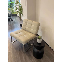 Luxury Leather Lounge Chair with Stainless Steel Frame