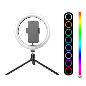 10 inch RGB -ringlicht met selfie -stick en LED -verlichting