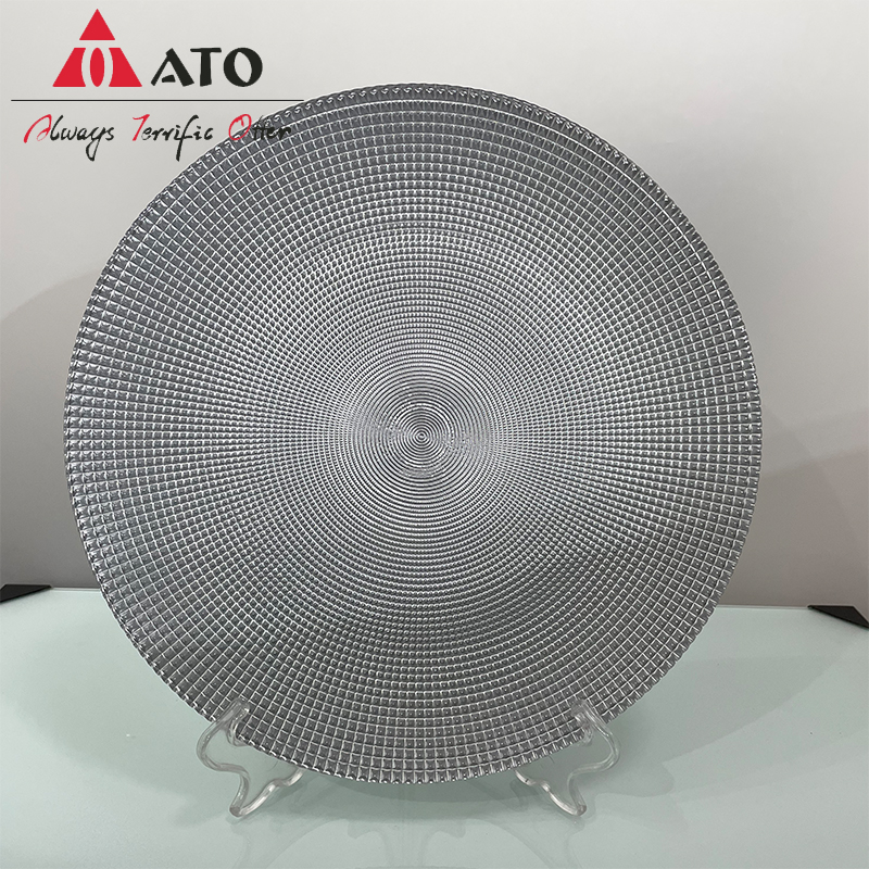 Wholesale Grey Charger glass Plates for hristmas