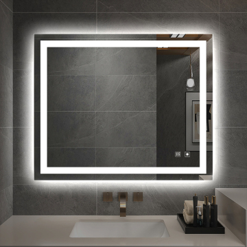 36"x36" High-End Hotel Apartment Mirror with Anti-Fog & 3 Color LED Lights (3000K/6000K)