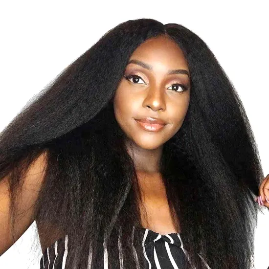 New fashion kinky straight cuticle aligned full lace wig 200% heavy density