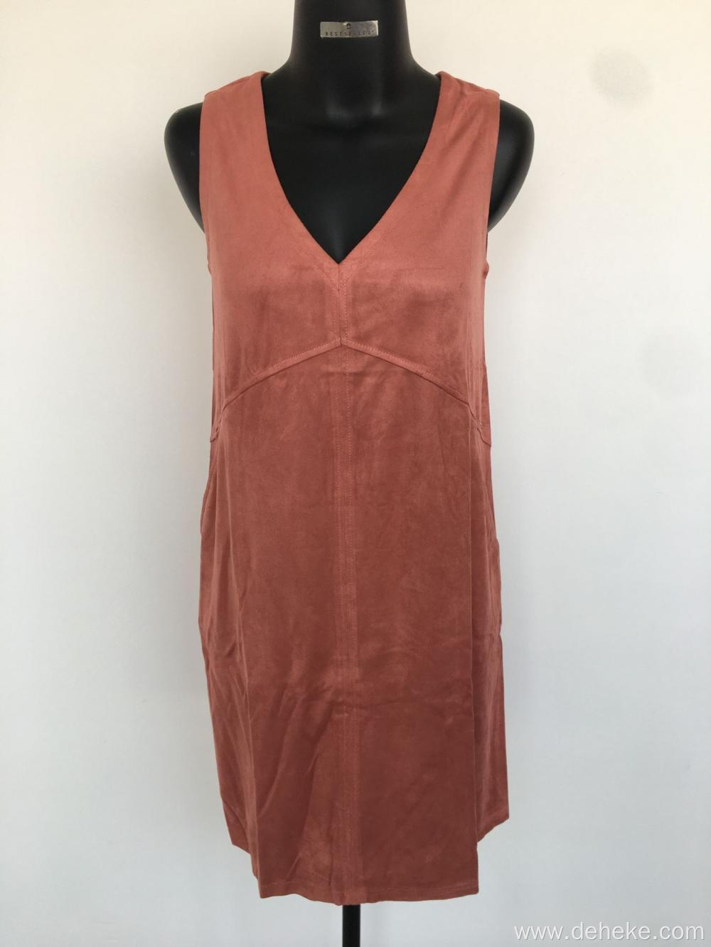 Sleeveless Elegant Knitted Suede Dress