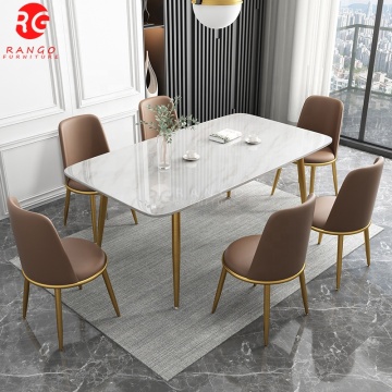Modern Marble Dining Tables with Ceramic Tops and Chairs