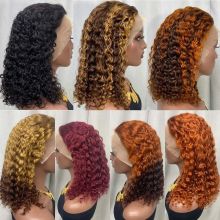 I-Wholesale 4x4 5x5 13X4 Transparent HD Umbala oshibhile amanani ashibhile amnyama u-curly bob wigs kabili adonswa kabili ngentambo yezinwele zomuntu