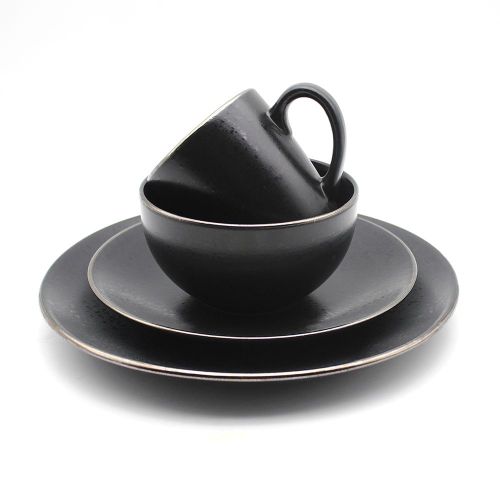 Assiette en céramique de style vintage Ensemble de lave-vaisselle en céramique noire