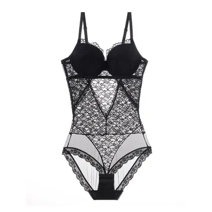 Sexy Gathered Steel Ring Body Sculpting Bra Set - Large Size Underwear