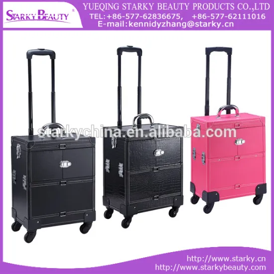 2016 new design Aluminum make up trolley beauty case ,trolley cosmetic case