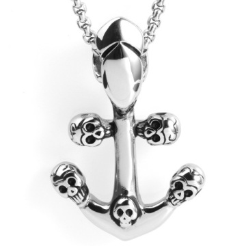 Stainless steel perak Anchor skull Pendant