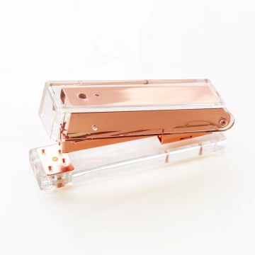 Custom Logo Clear Desktop Acrylic Rose Gold Stapler Set