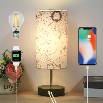 Wholesale Modern Table Lamp with Pattern Print Fabric Shade: Multifunctional Desktop Decoration