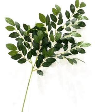 High Quality 3 Branches Silk Green Artificial Rose Leaf for Sale