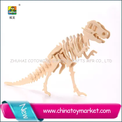 New arrival construction kit promotional wooden diy craft dinosaur puzzle