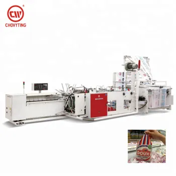 Fully Automatic Packaging Windmill Arms Round Bottom Chicken Bag Making Machine with Wicketter