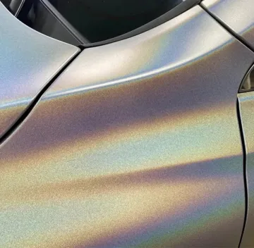 rainbow laser matte white car wrap vinyl